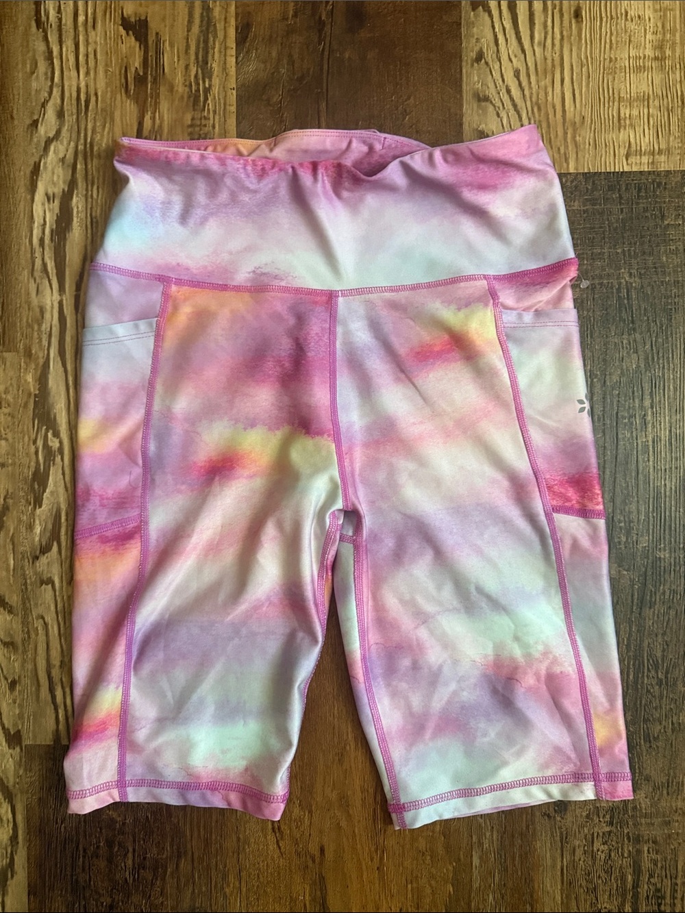 Nine West Pink Multi Tie-Dye Bike Shorts with Pockets